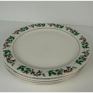 Gibson Holiday Gold / Christmas Charm Delight Holiday Harmony 4 Dinner Plates B